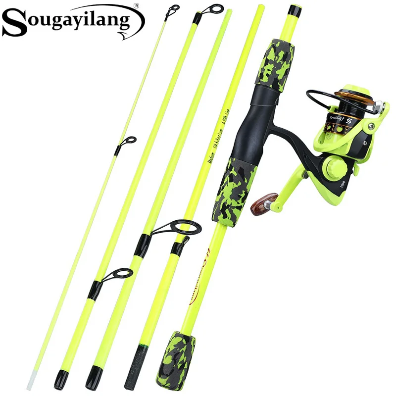 Fishing Line Spooler - Sougayilang Przenośny 5-częściowy zestaw wędkarski czerwono-żółty,